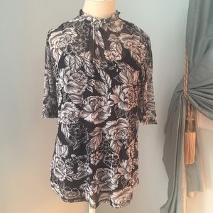Monteau Sheer Black Floral Top
